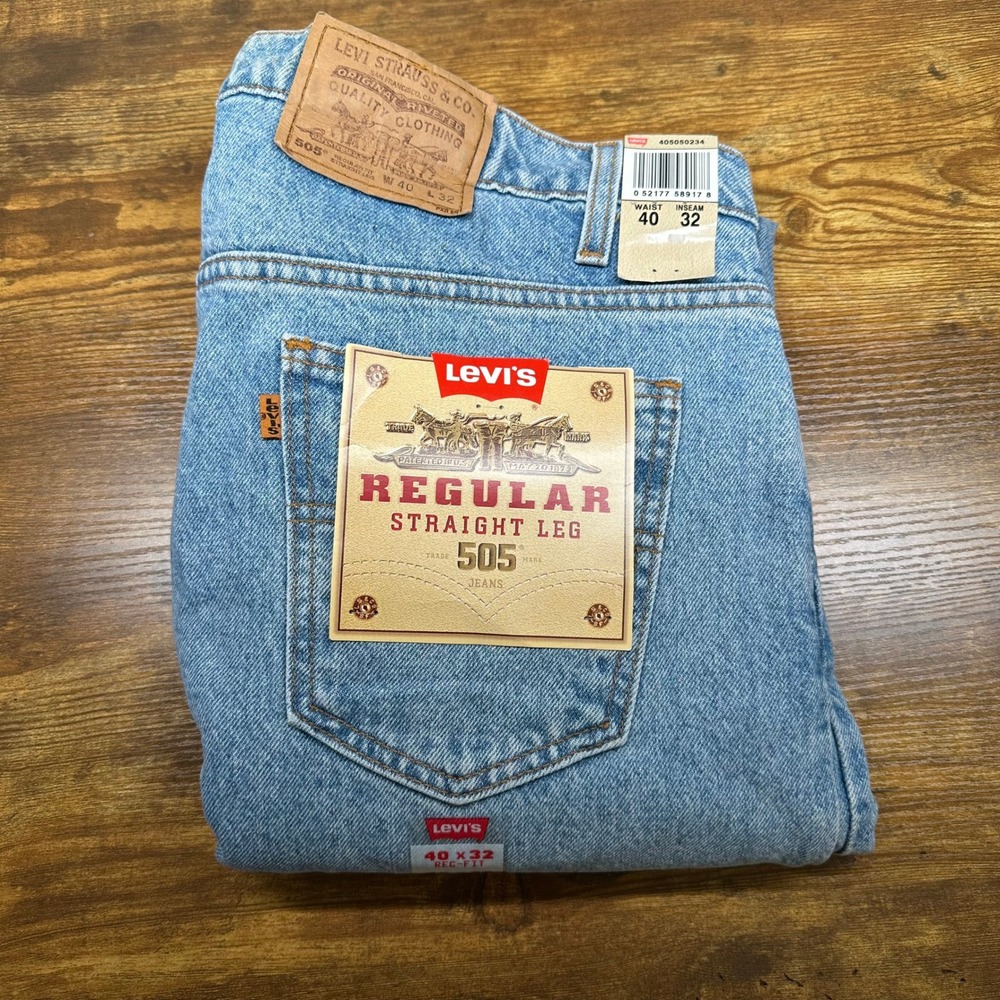 Vintage Levi's 505 Mens Orange Tab Jeans 40x32 Regular Fit Straight Leg Light